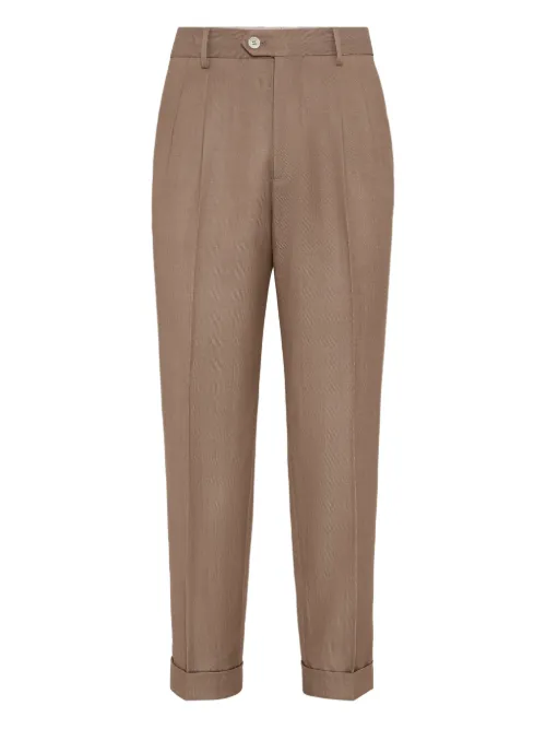 Pantalon en laine à design plissé - Brunello Cucinelli - Modalova