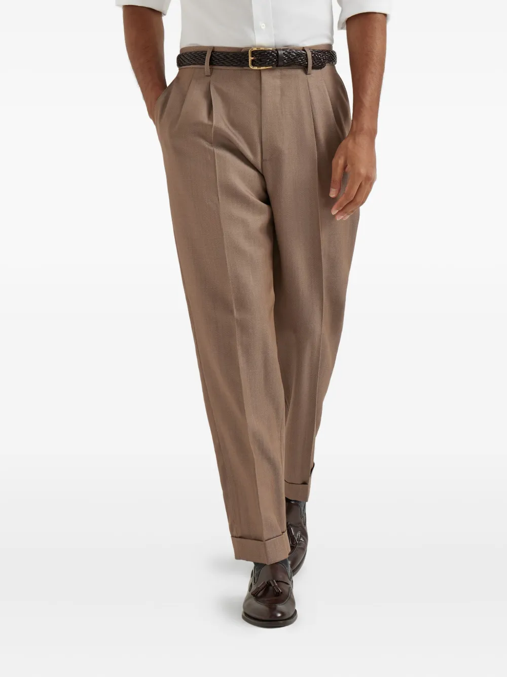 Brunello Cucinelli Wollen plooibroek Bruin