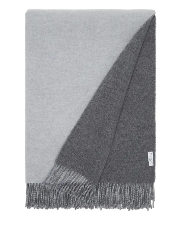 Brunello Cucinelli フリンジ ブランケット 200cm x 150cm | グレー