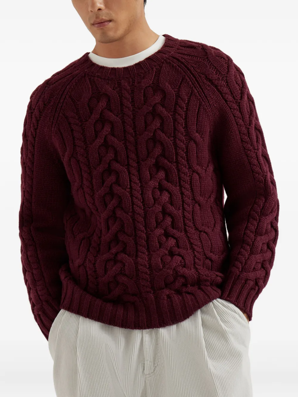 Brunello Cucinelli cable-knit sweater Rood
