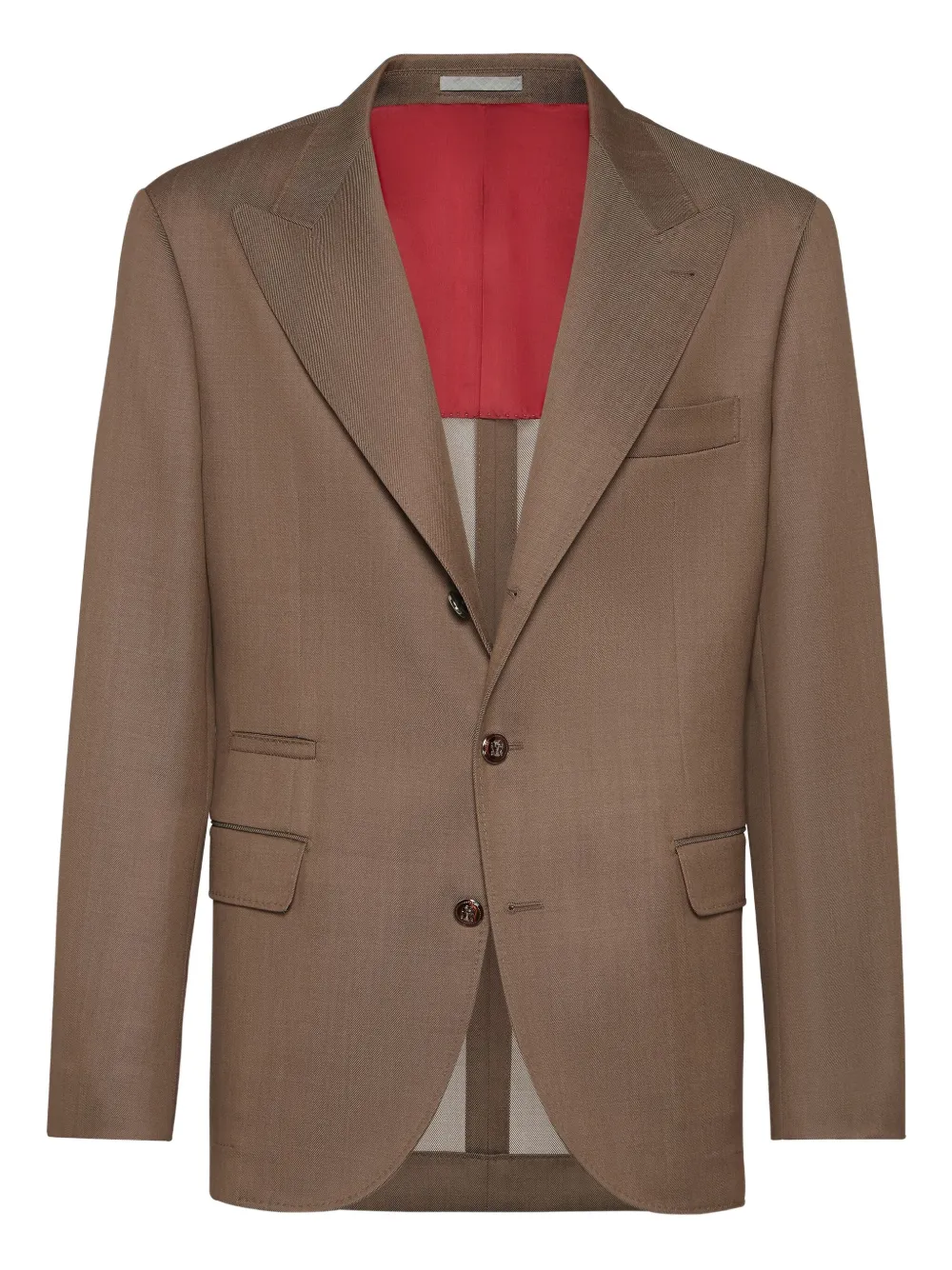 Brunello Cucinelli peak-lapel wool blazer Bruin