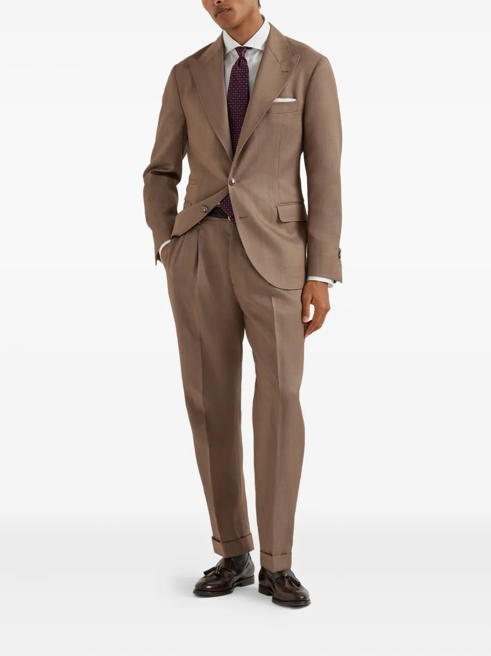 Brunello Cucinelli peak-lapel wool blazer Bruin