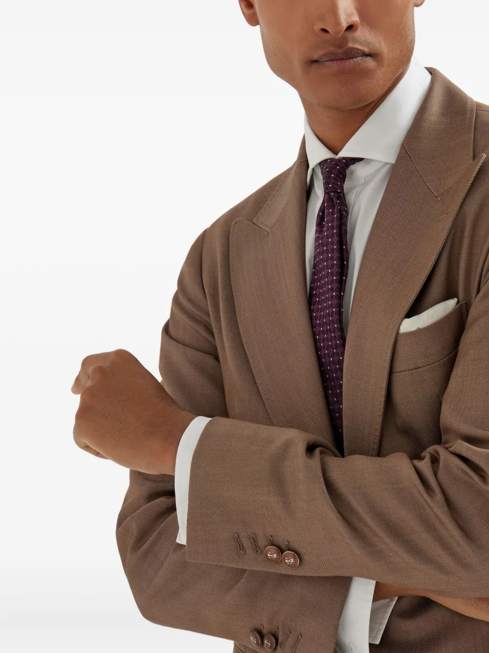 Brunello Cucinelli peak-lapel wool blazer Bruin