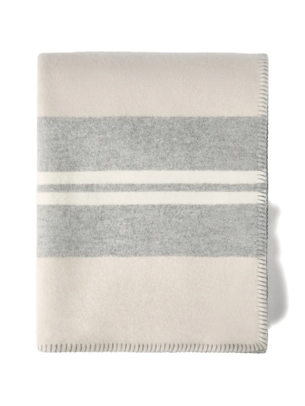 Brunello Cucinelli striped double-cloth throw blanket - Toni neutri