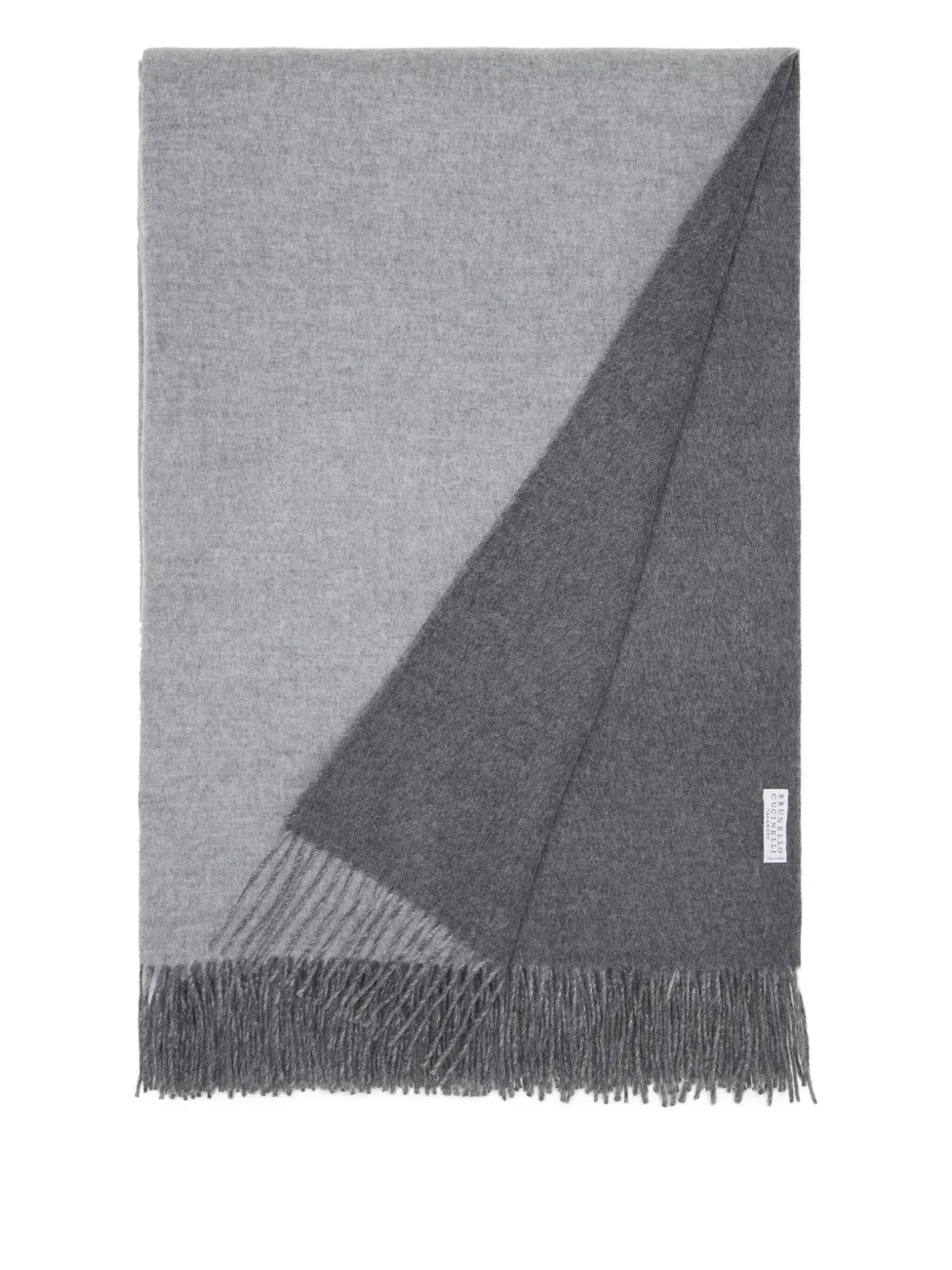 Brunello Cucinelli Double-faced Fringe Throw In Gray