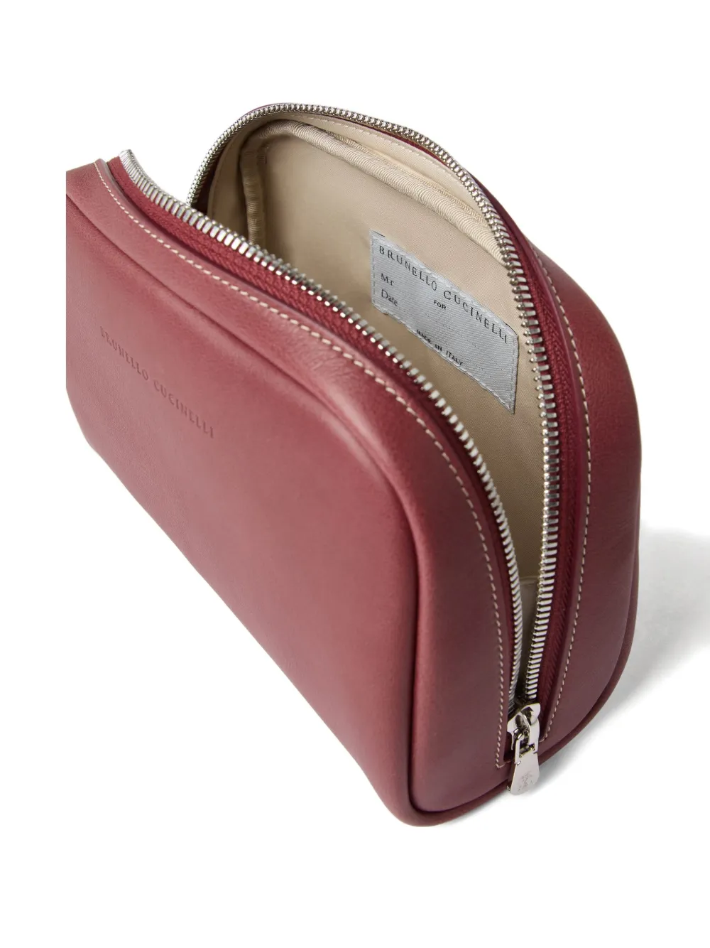 Brunello Cucinelli leather zip-top wash bag Rood