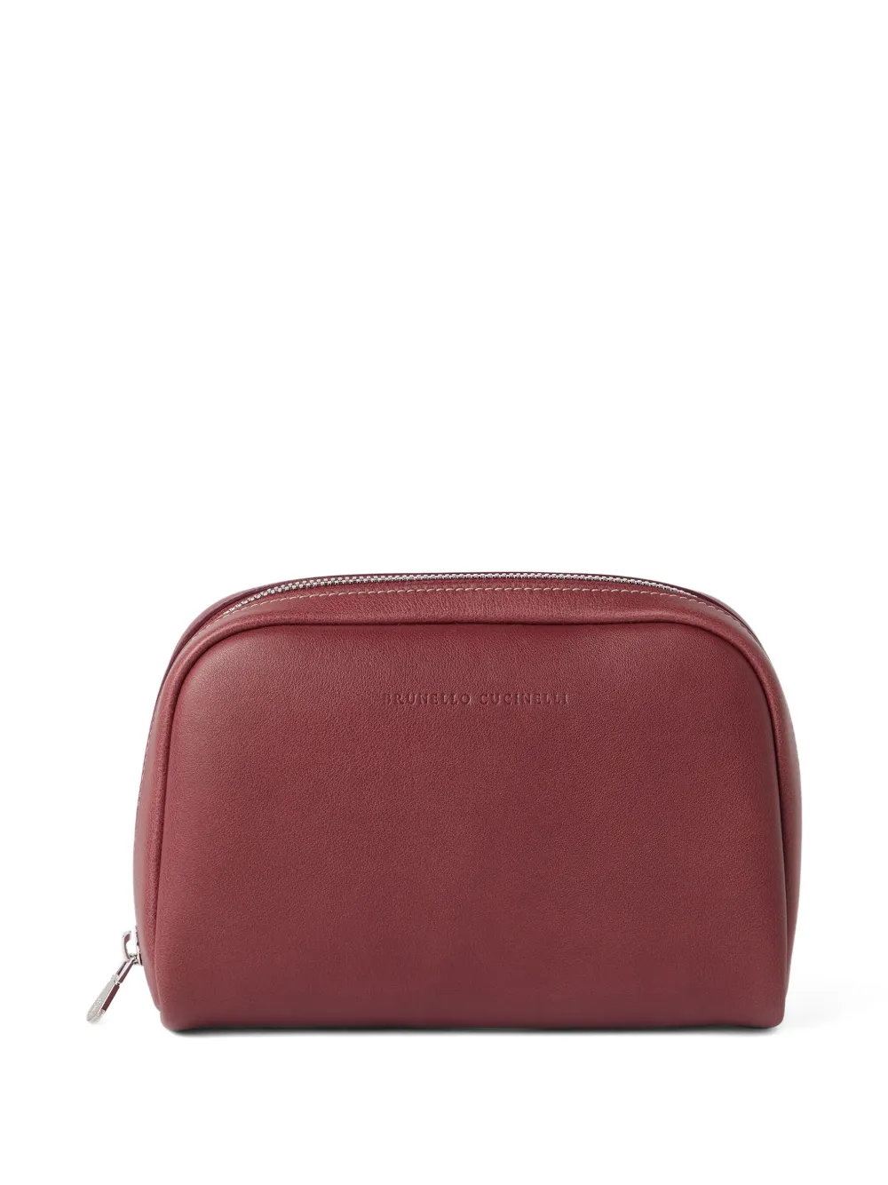 Brunello Cucinelli leather zip-top wash bag Rood