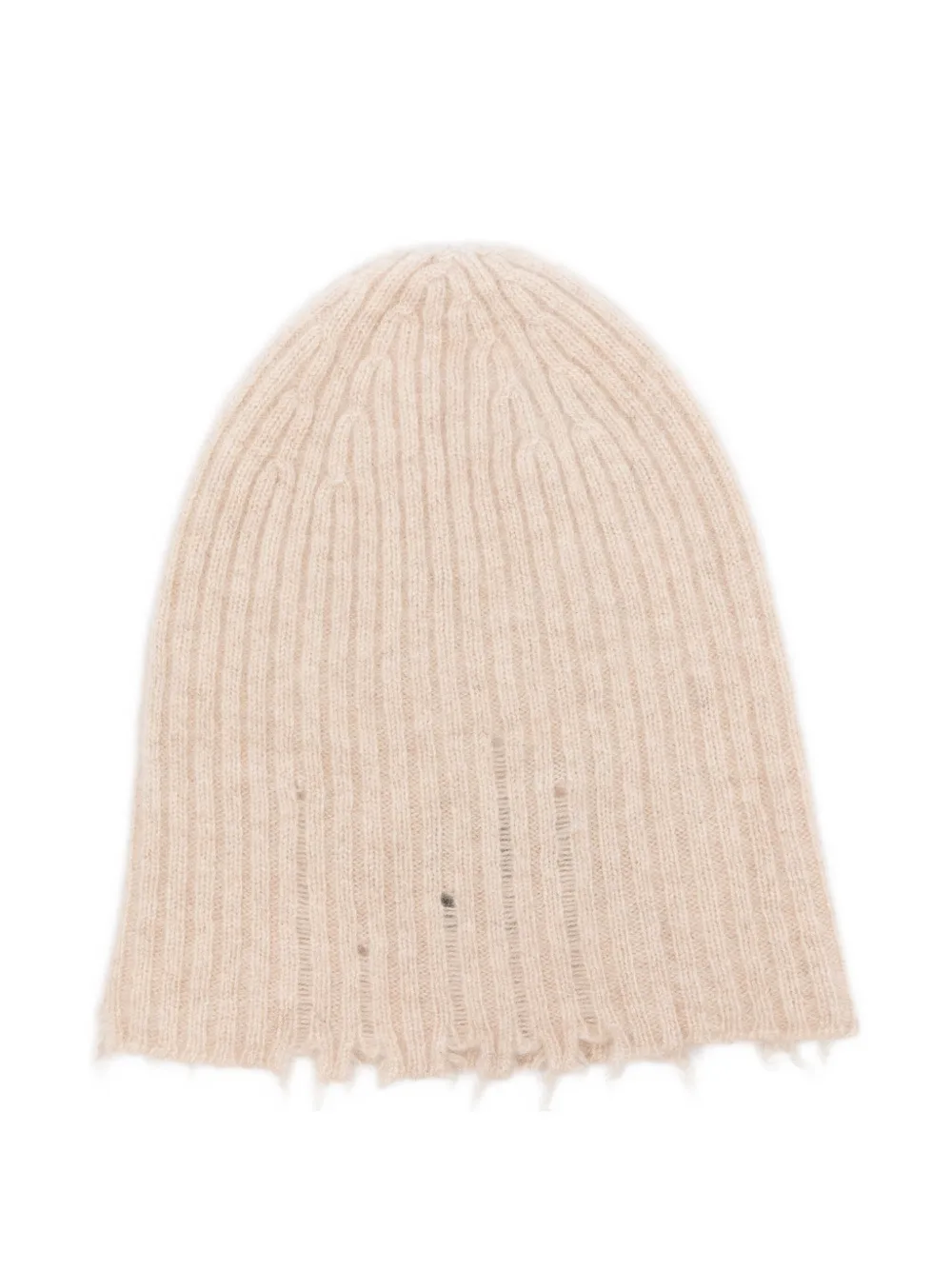 Uma Wang ribbed frayed beanie hat Beige