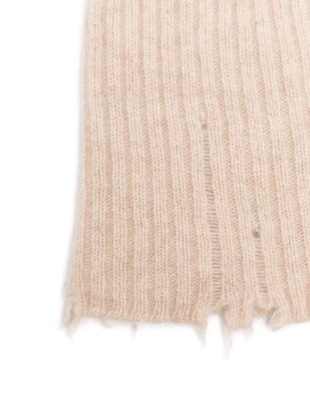 Uma Wang ribbed frayed beanie hat Beige