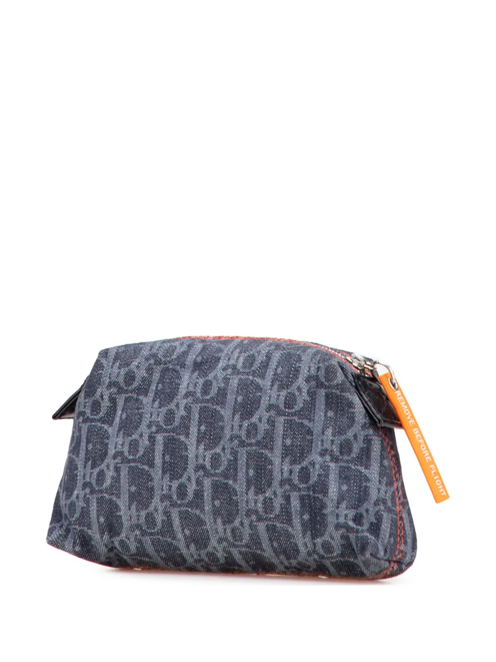 Pre-owned Dior 2006 Oblique Denim Flight Cosmetic Pouch In Blue