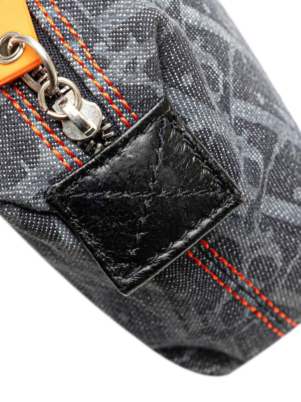 Pre-owned Dior 2006 Oblique Denim Flight Cosmetic Pouch In Blue