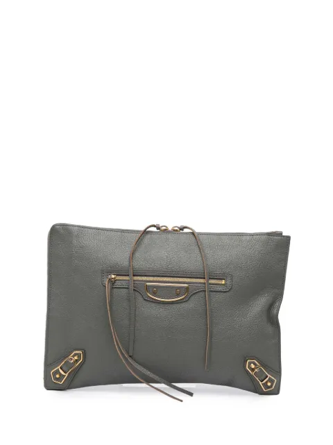 Balenciaga Pre-Owned 2017 Lambskin Motocross Metallic Edge Flat clutch bag