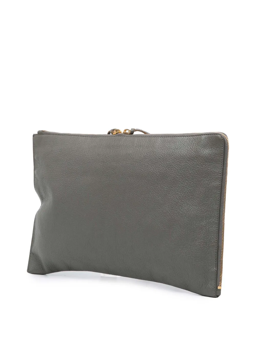 Pre-owned Balenciaga 2017 Lambskin Motocross Metallic Edge Flat Clutch Bag In Gray