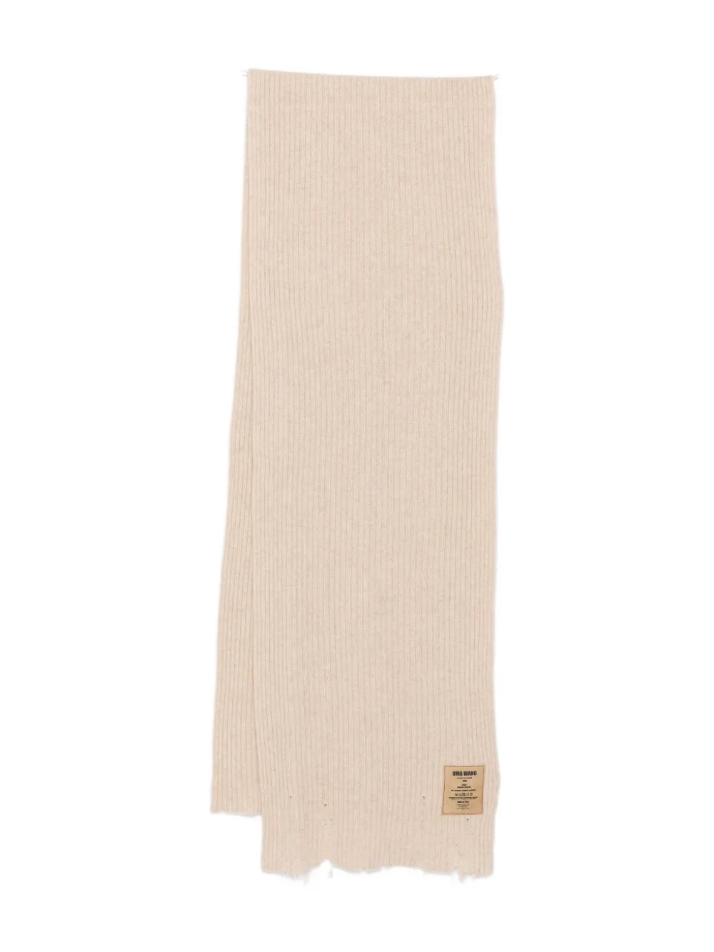 Uma Wang Ribbed Frayed-edge Scarf In Neutral