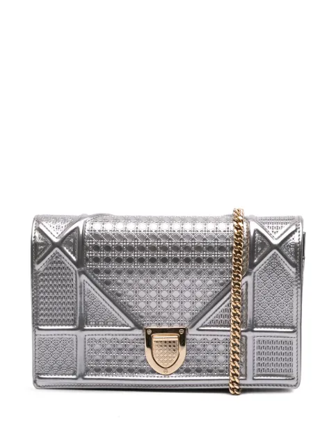 Christian Dior Pre-Owned 2017 Metallic Patent Microcannage Diorama Wallet on Chain crossbody bag