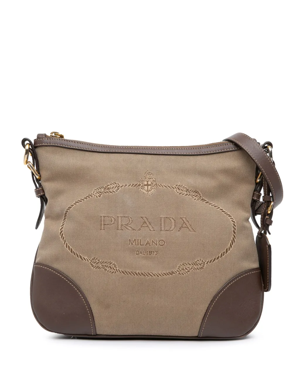 Pre-owned Prada 2010-2025 Canvas Canapa Logo Crossbody Bag In Brown