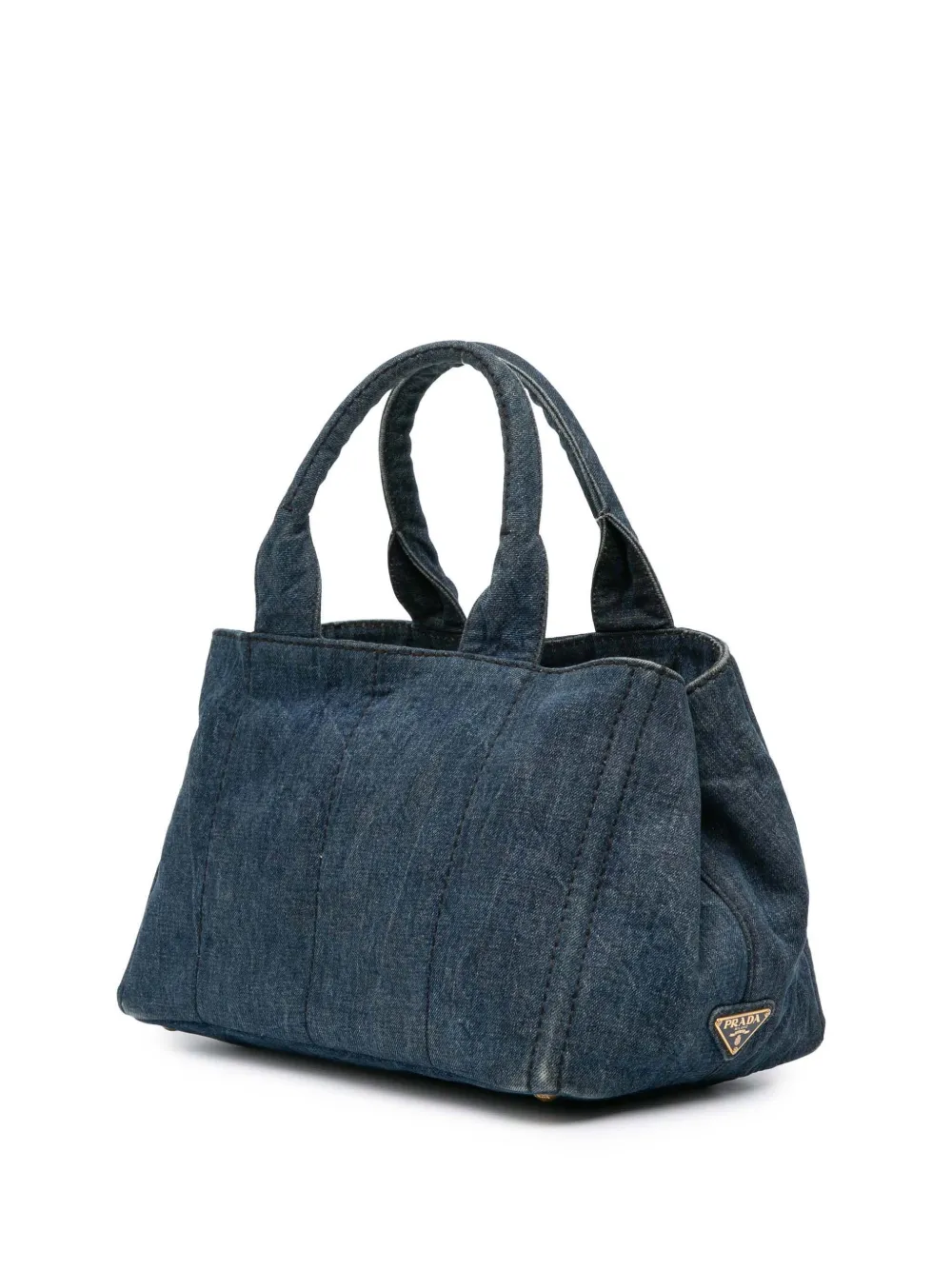 Pre-owned Prada 2013-2025 Denim Canapa Logo Satchel In Blue