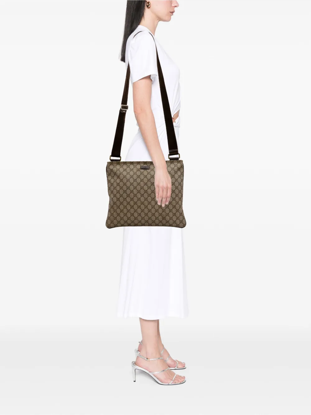 Pre-owned Gucci 2016-2025 Gg Supreme Crossbody Bag In Brown