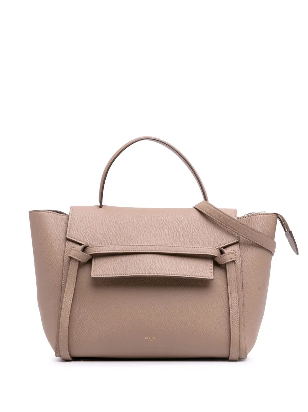 Pre-owned Celine 2017 Mini Grained Calfskin Belt Bag Satchel In Brown