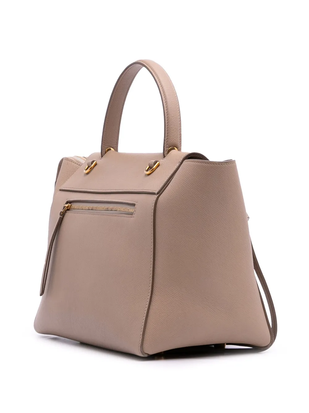 Pre-owned Celine 2017 Mini Grained Calfskin Belt Bag Satchel In Brown