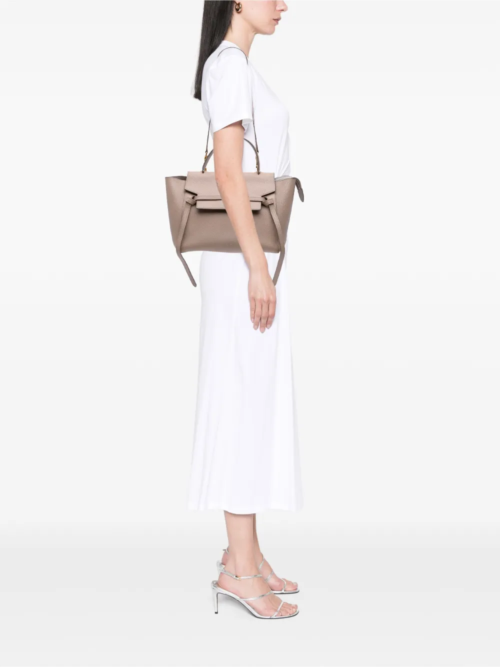 Pre-owned Celine 2017 Mini Grained Calfskin Belt Bag Satchel In Brown