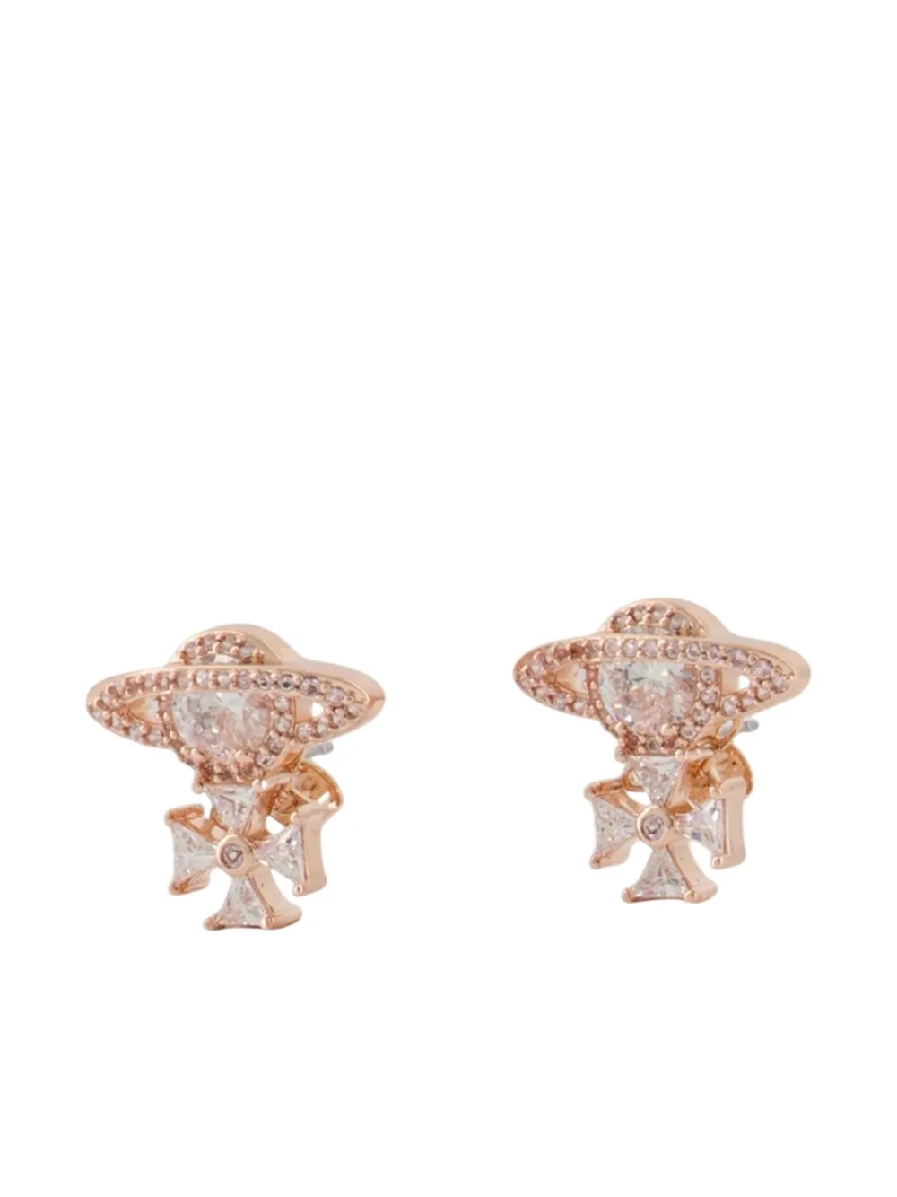 Vivienne Westwood Mila oorbellen met kruis - Roze