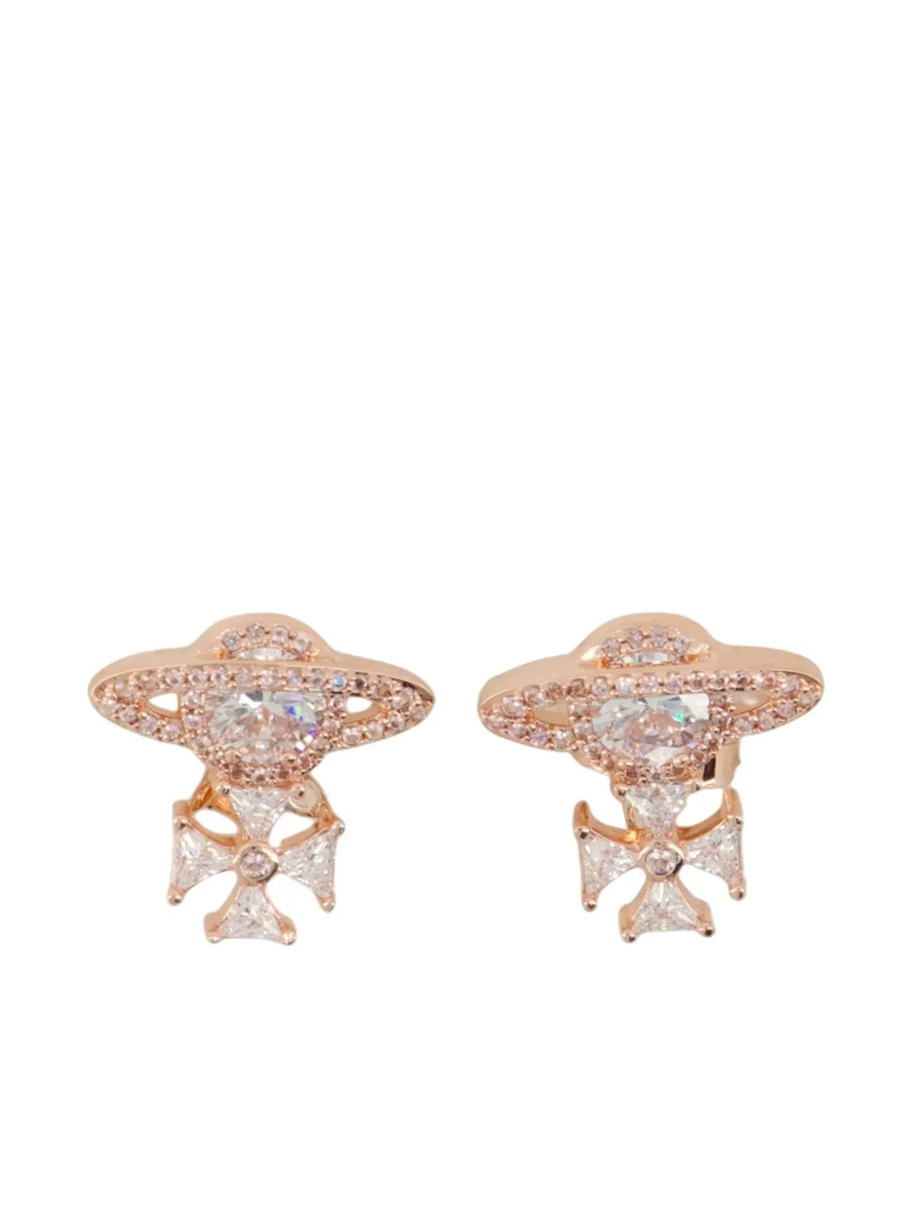 Mila orb cross earrings
