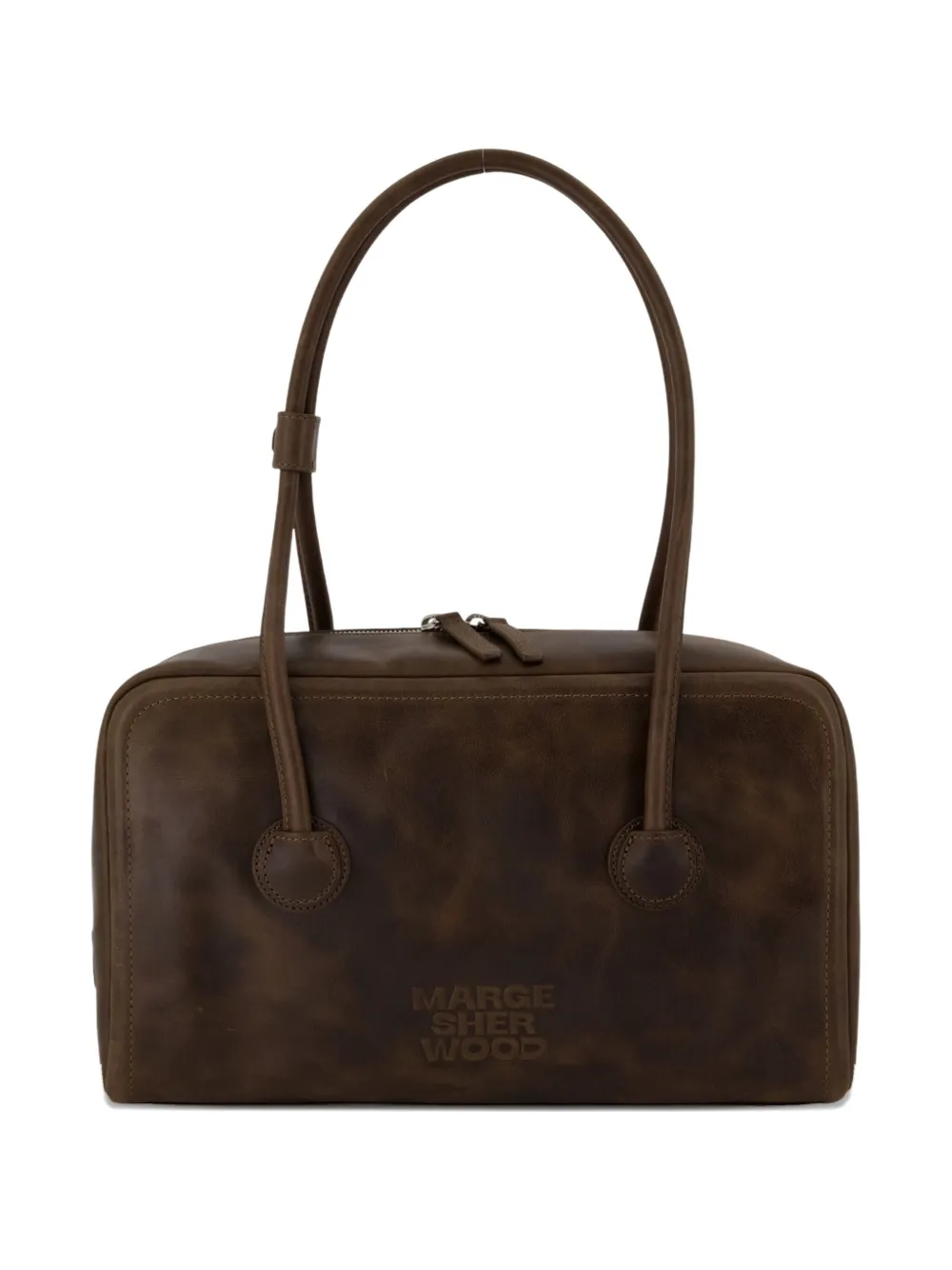 Margesherwood Boston Top-handle Calfskin Shoulder Bag In Brown