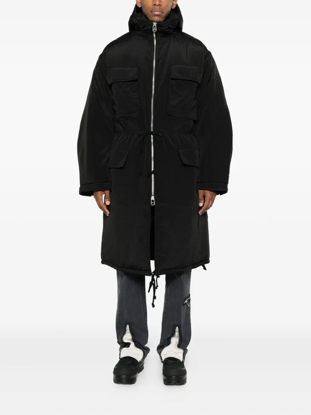 OAMC hooded padded coat - Zwart