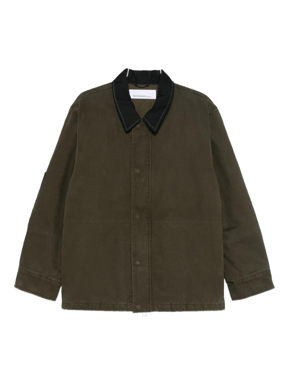 Oamc Contrast Collar Coat In Green