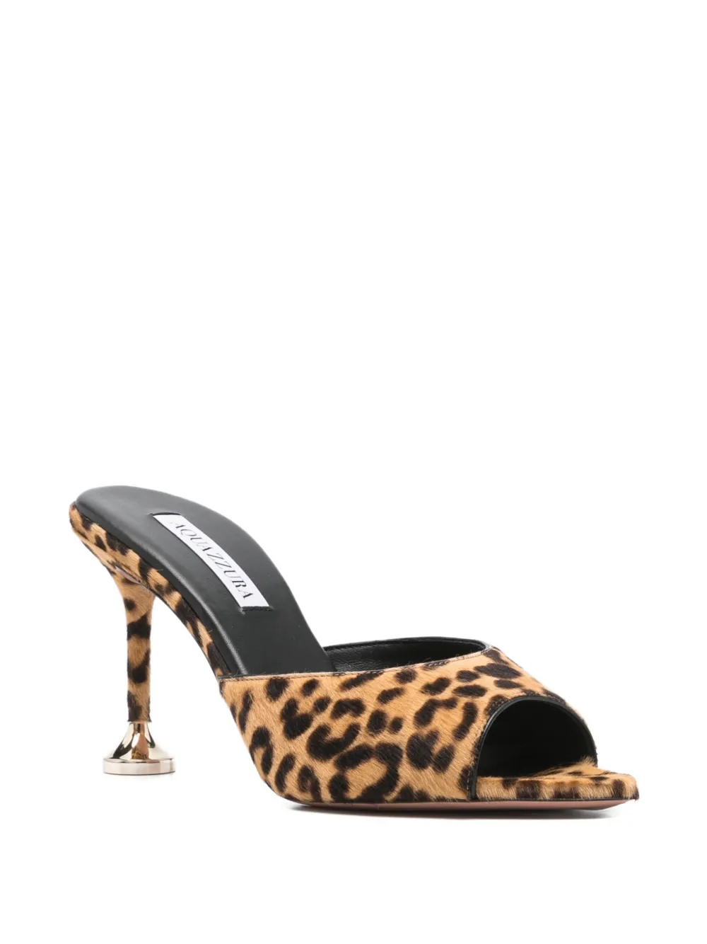 Aquazzura 95mm leopard-print heeled mules Brown