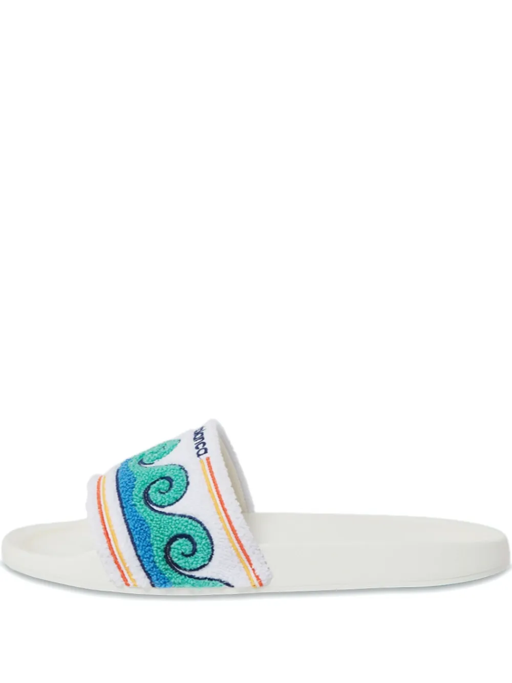 Casablanca wave-pattern terry-cloth slides White