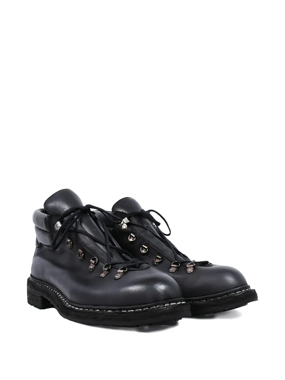 Guidi lace-up full-grain leather ankle boots Black