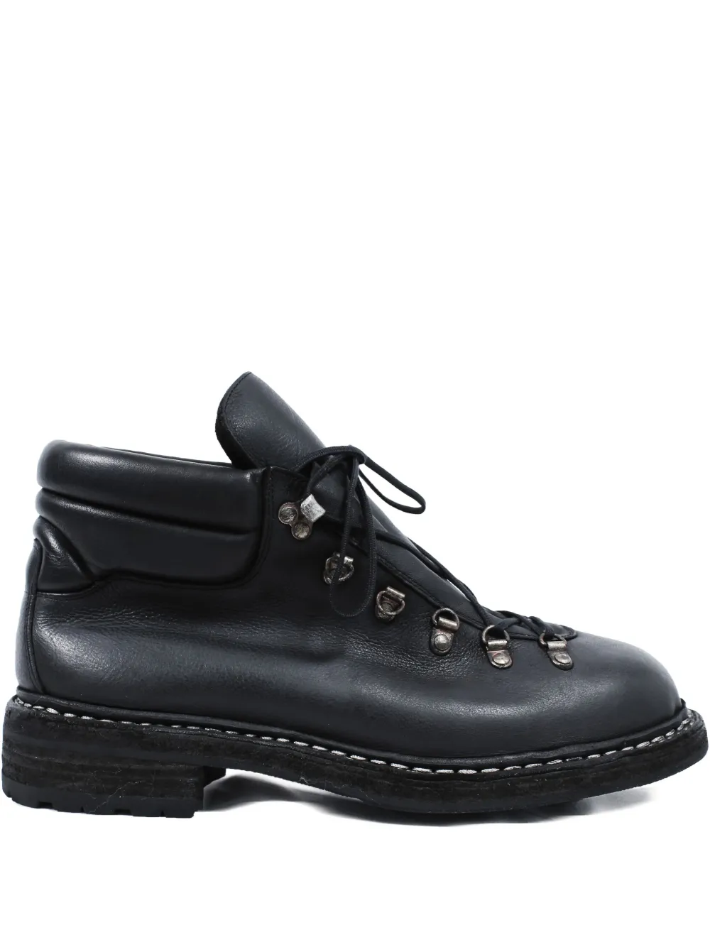 Guidi lace-up full-grain leather ankle boots Black