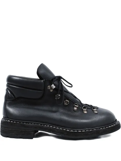 Guidi lace-up full-grain leather ankle boots 