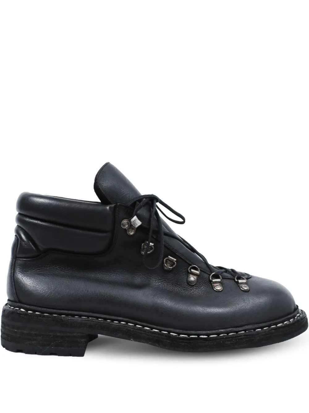 Guidi lace-up full-grain leather ankle boots Black
