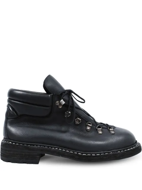 Guidi lace-up full-grain leather ankle boots