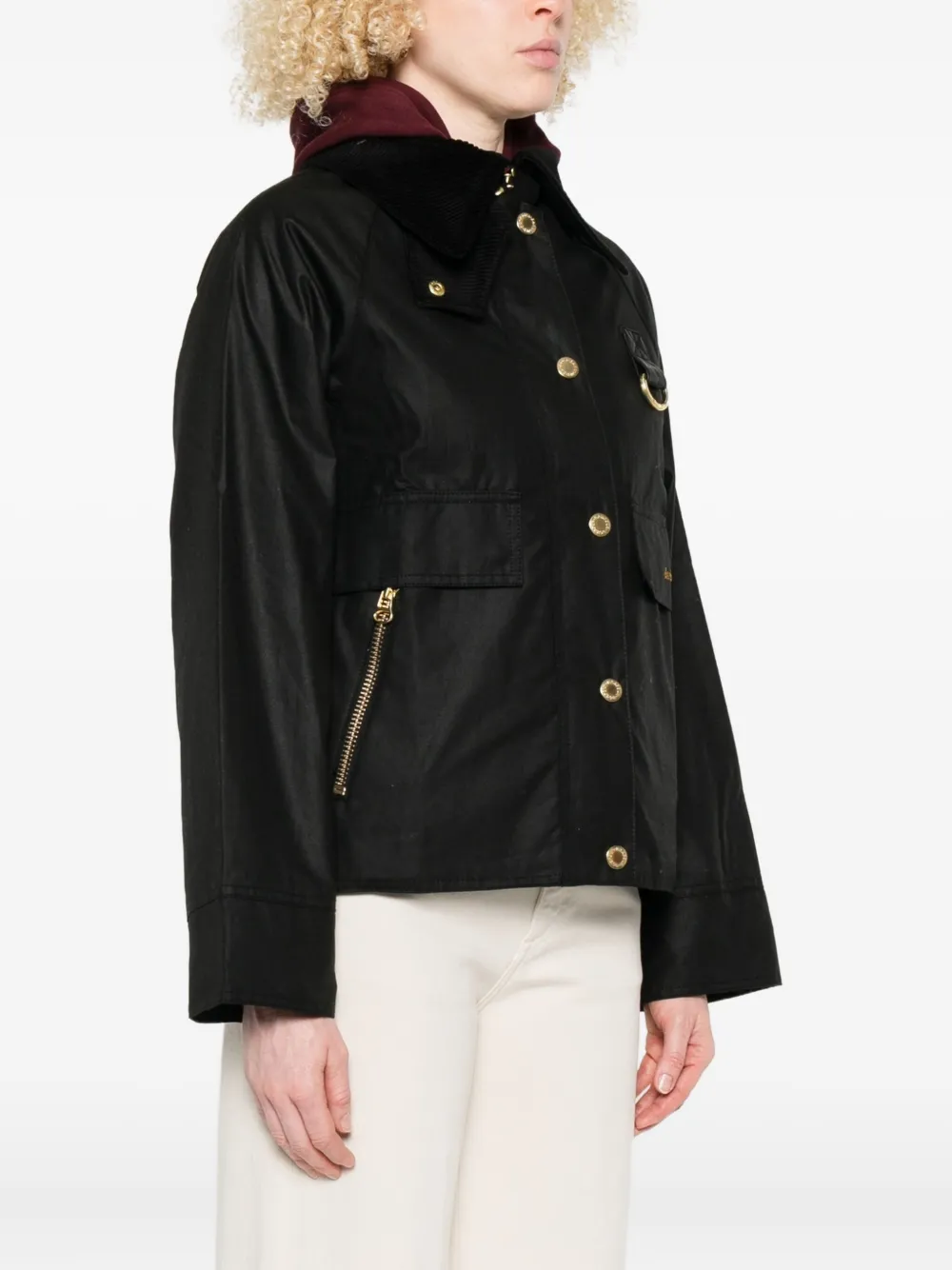 Barbour corduroy-collar jacket Zwart
