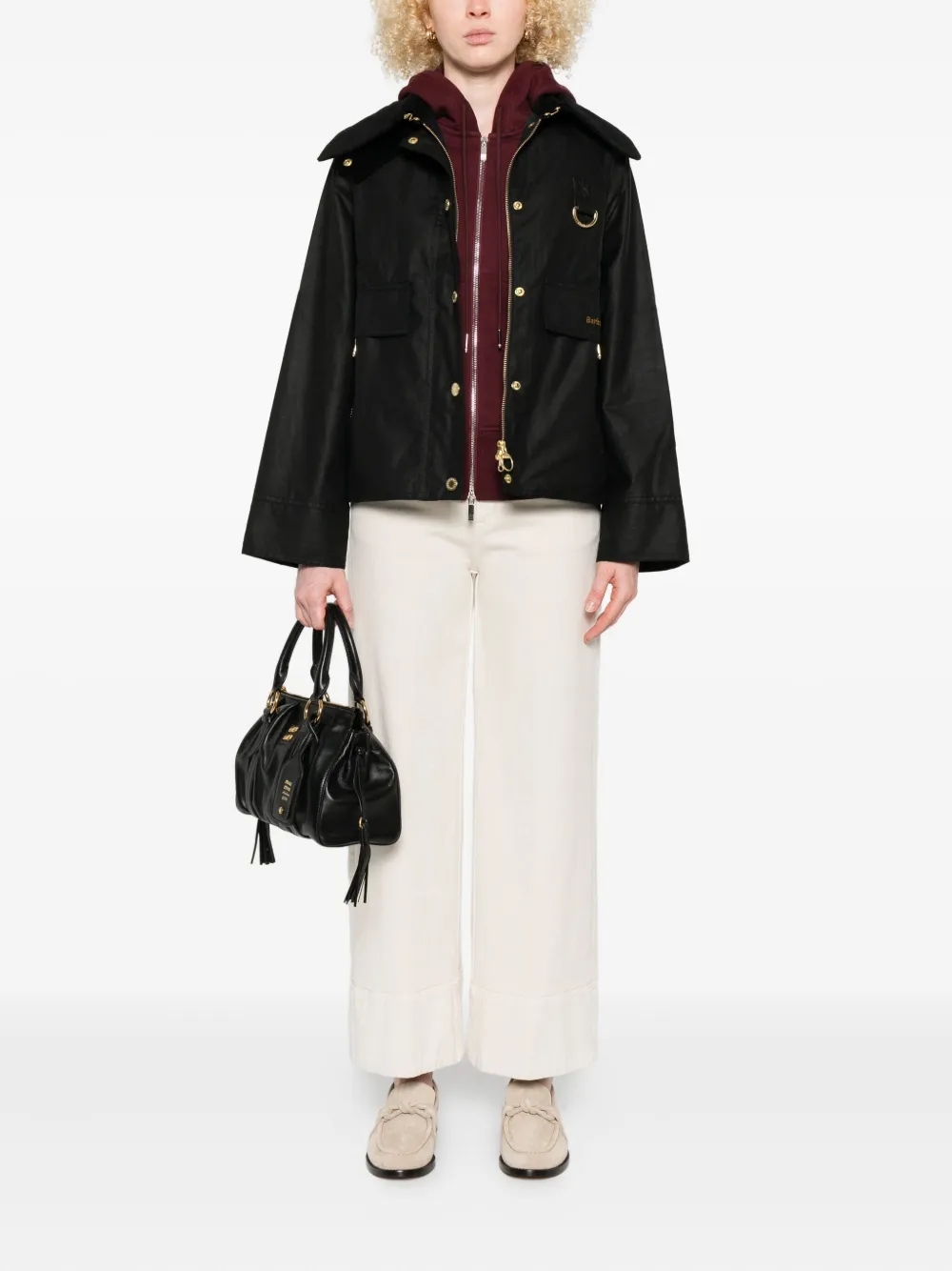 Barbour corduroy-collar jacket Zwart