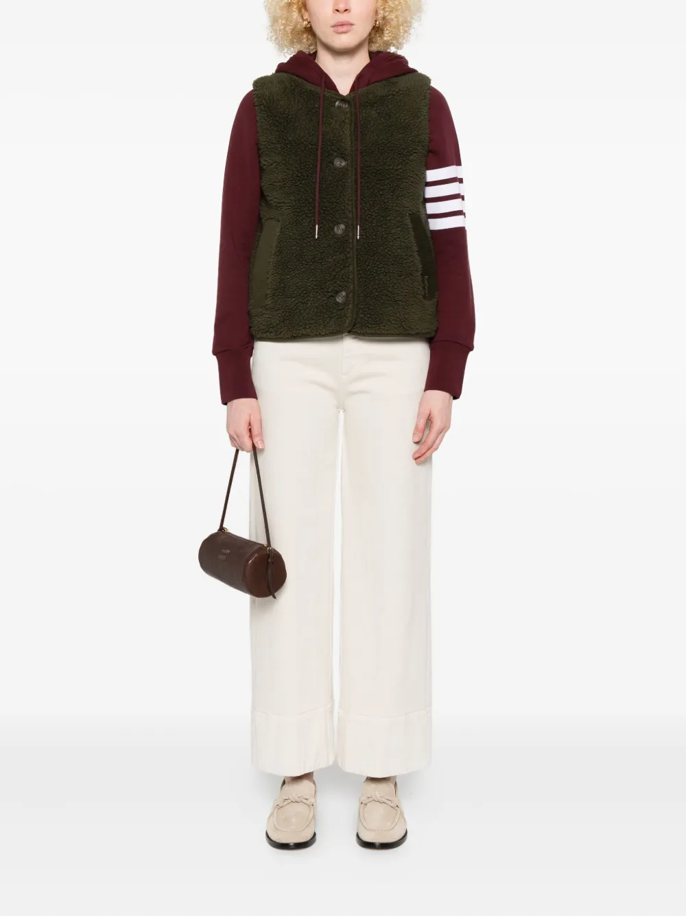 Barbour Fleece gilet met knopen Groen