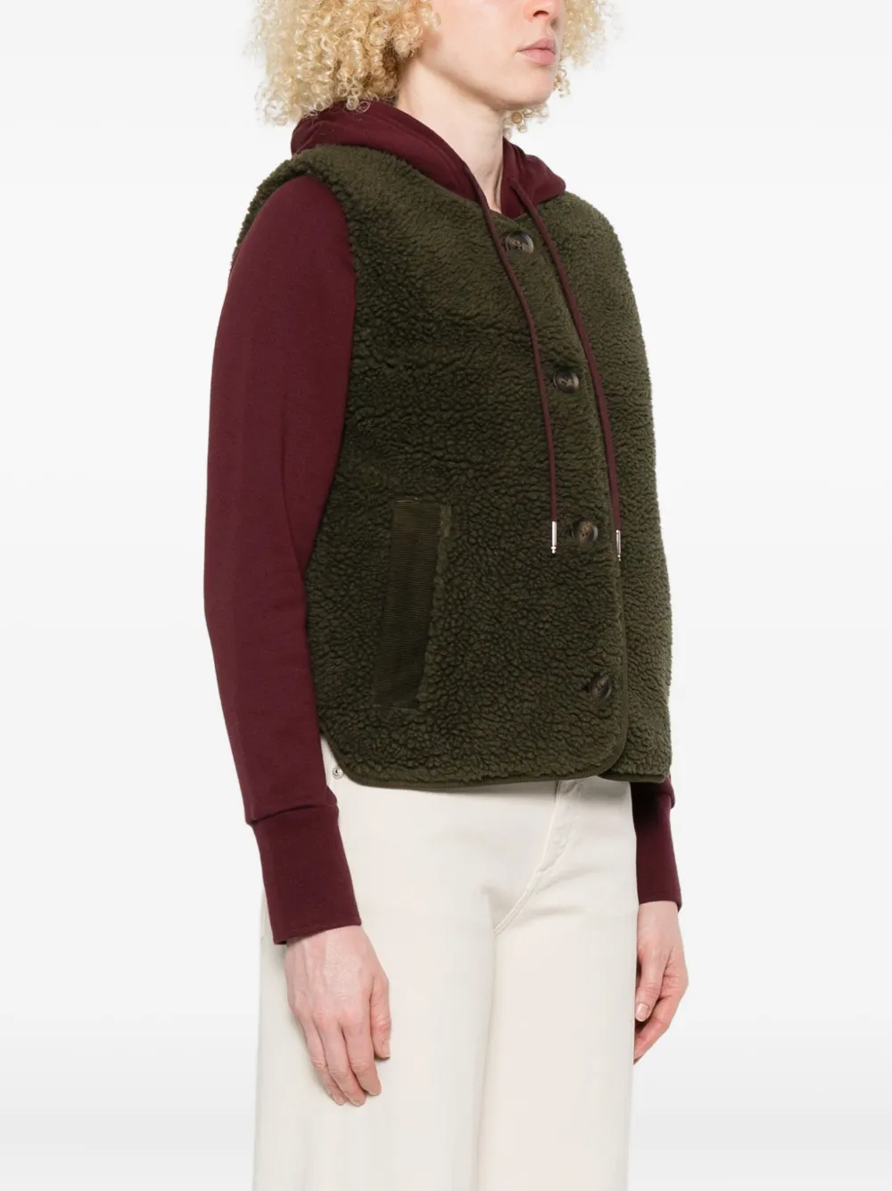 Barbour Fleece gilet met knopen Groen