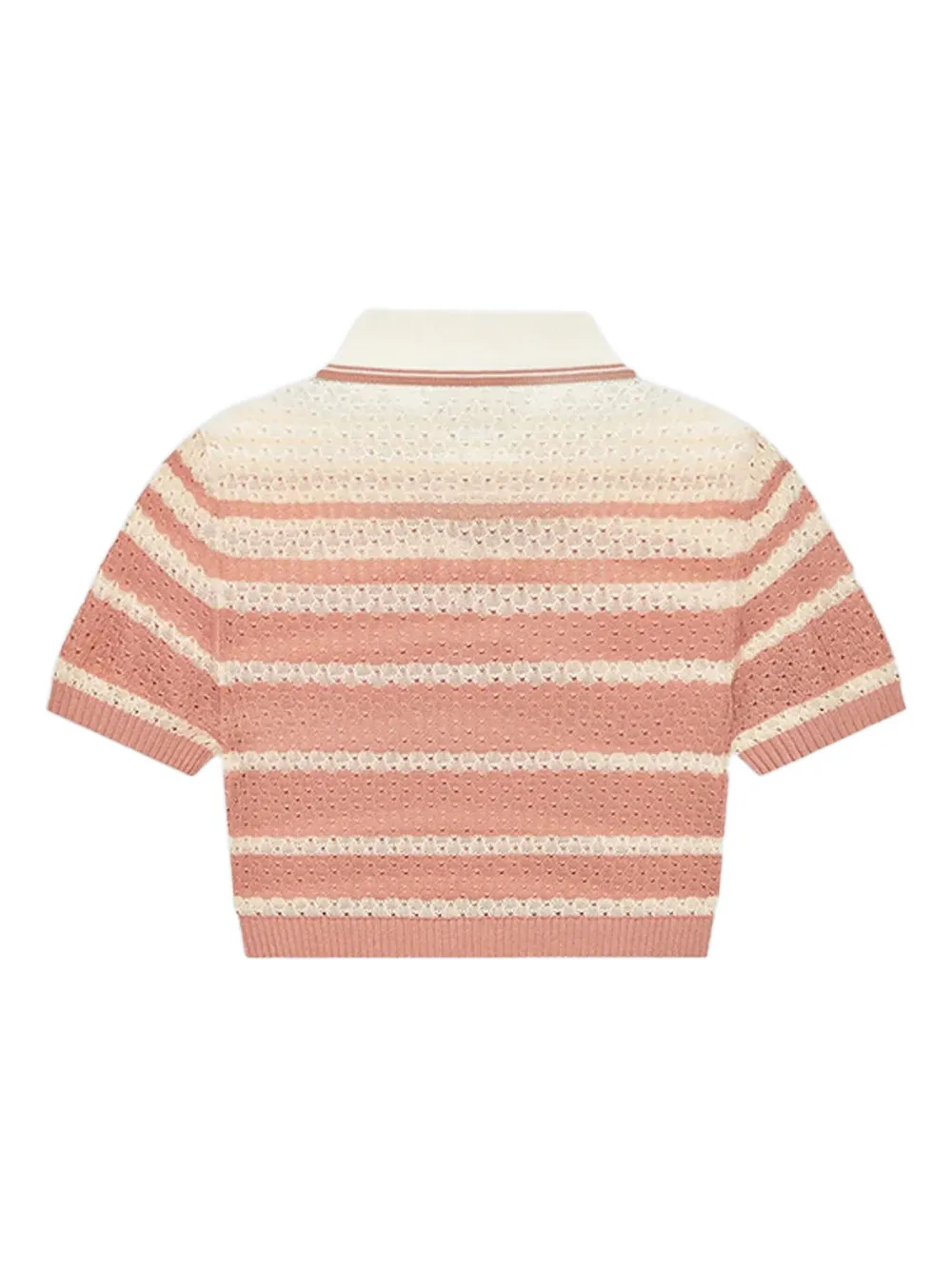 Amiri Striped Cropped Polo Shirt In Pink