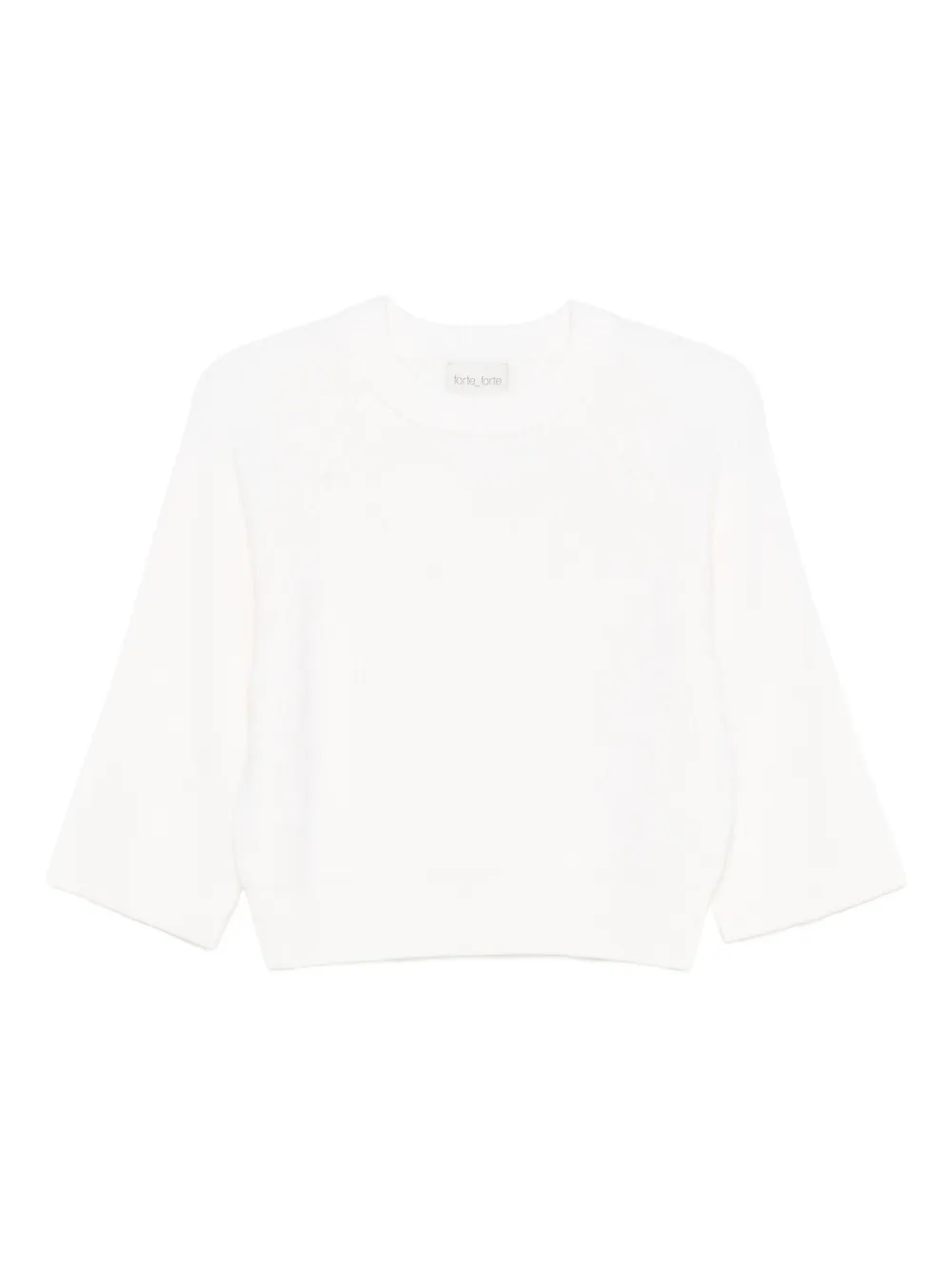 Forte Ribgebreide top met korte mouwen Beige