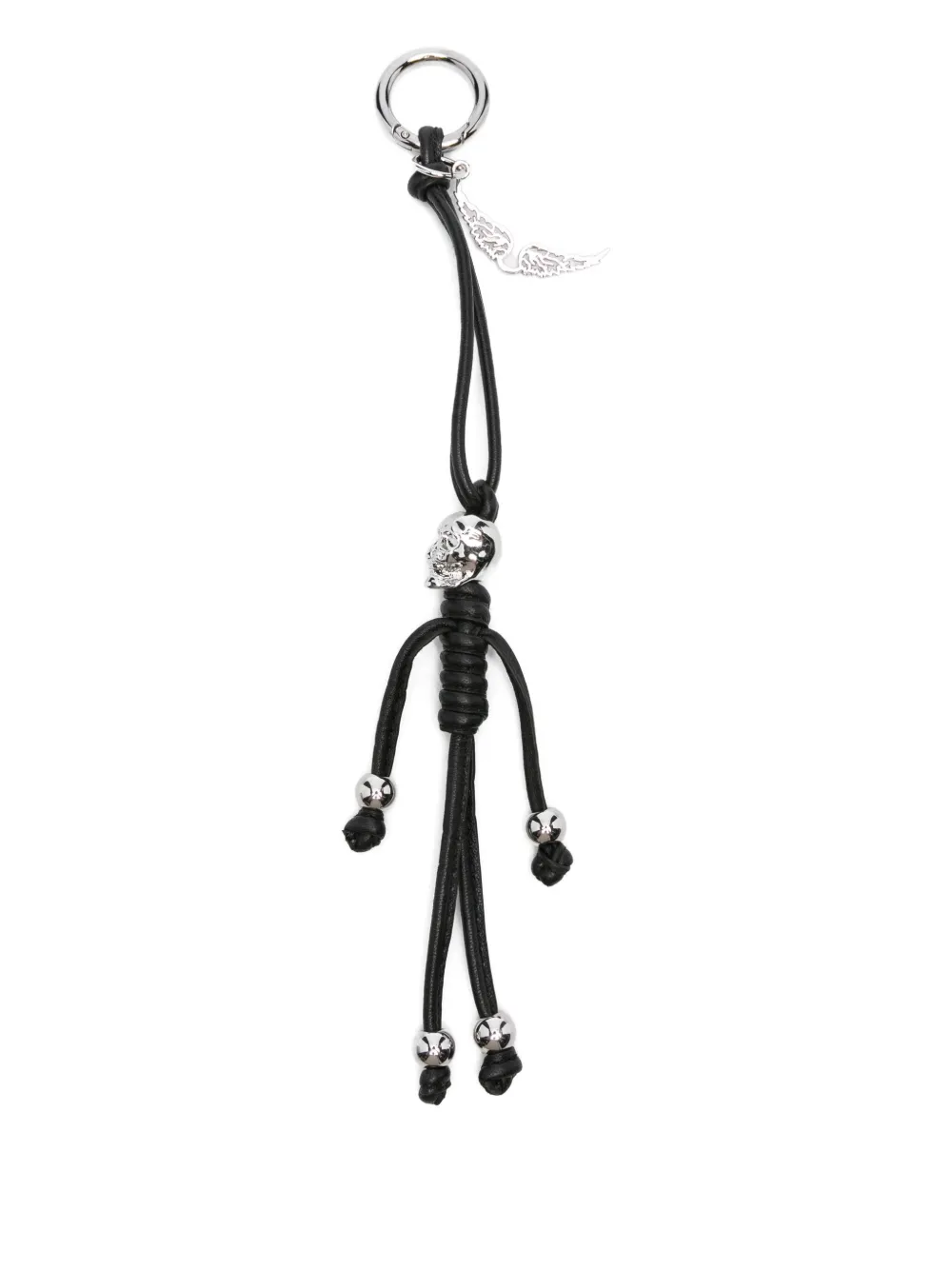 Zadig & Voltaire Leather Skull Keyring In Silver