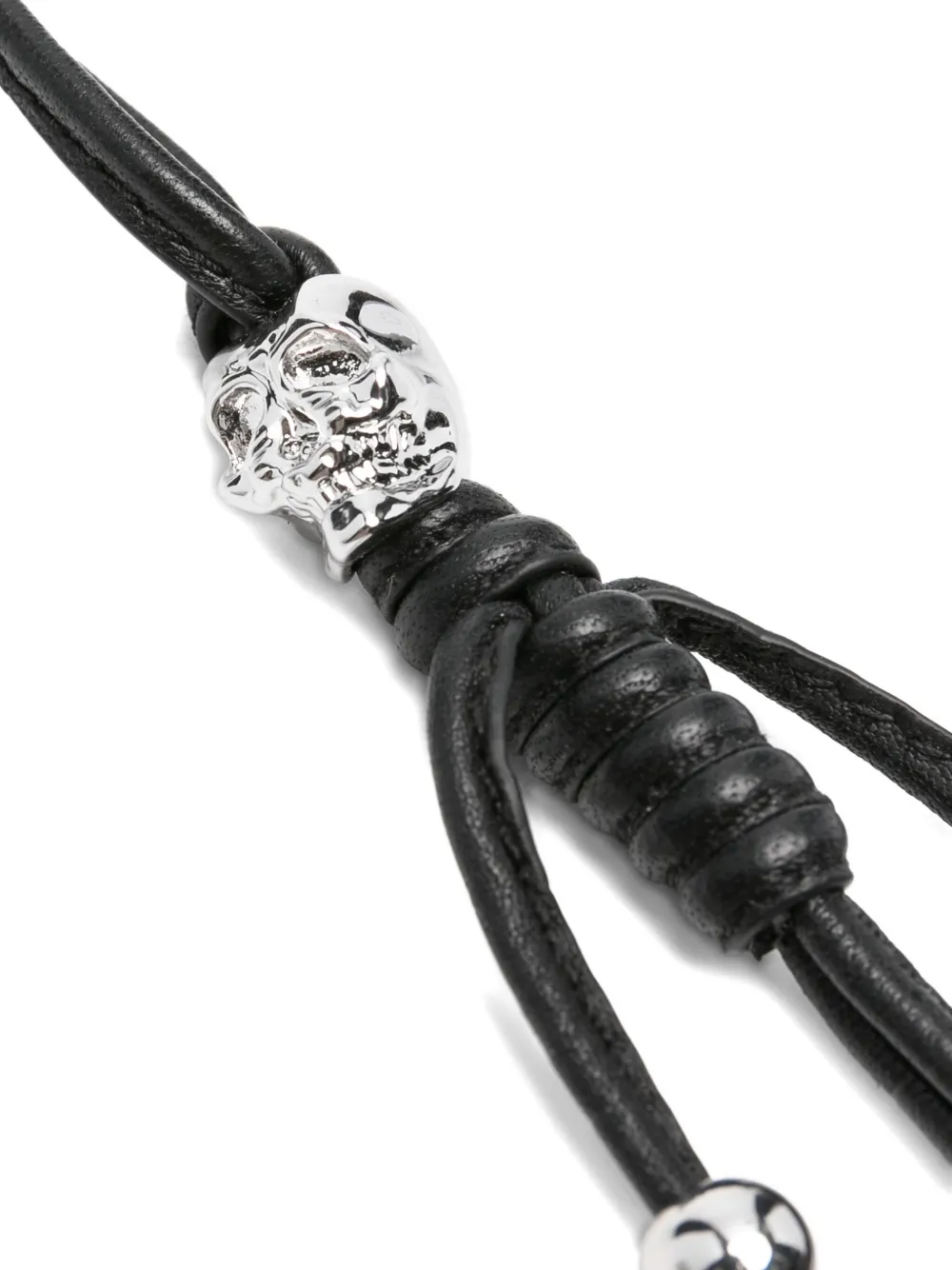 Zadig & Voltaire Leather Skull Keyring In Black