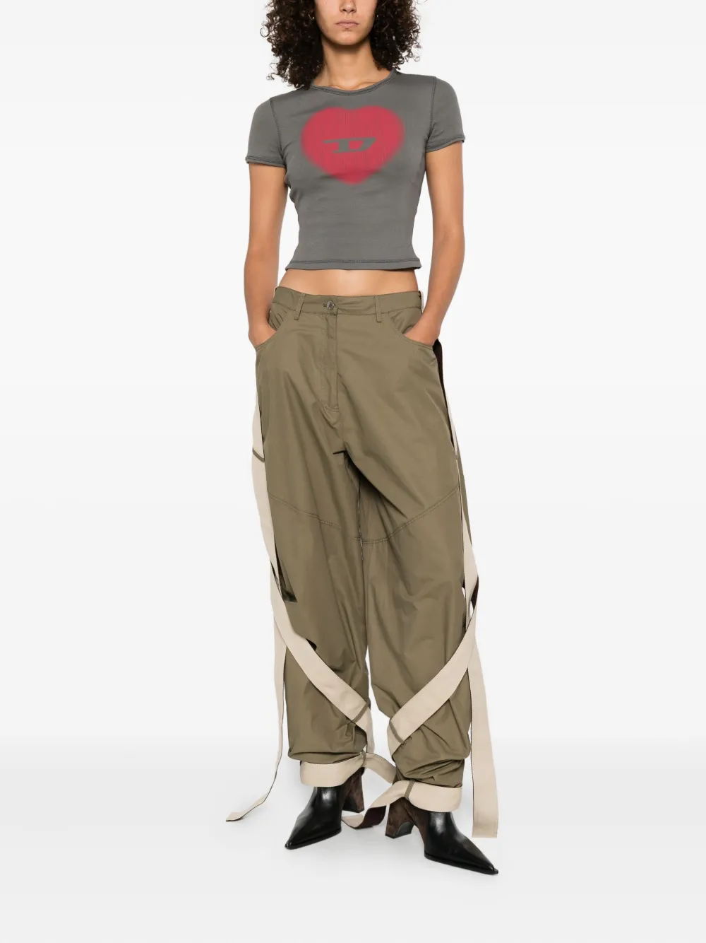 Diesel T-Ele T-shirt met hartprint Grijs