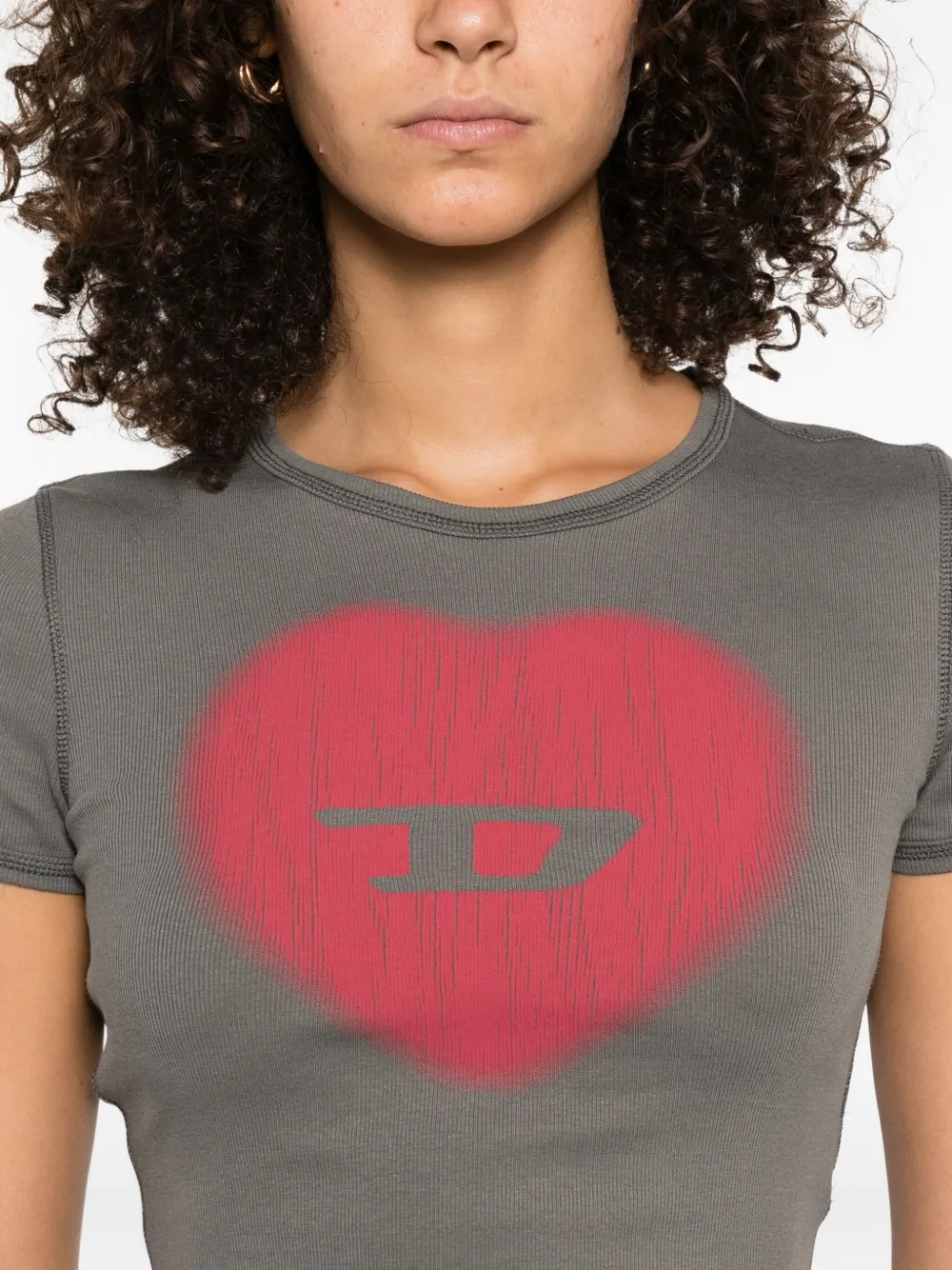 Diesel T-Ele T-shirt met hartprint Grijs