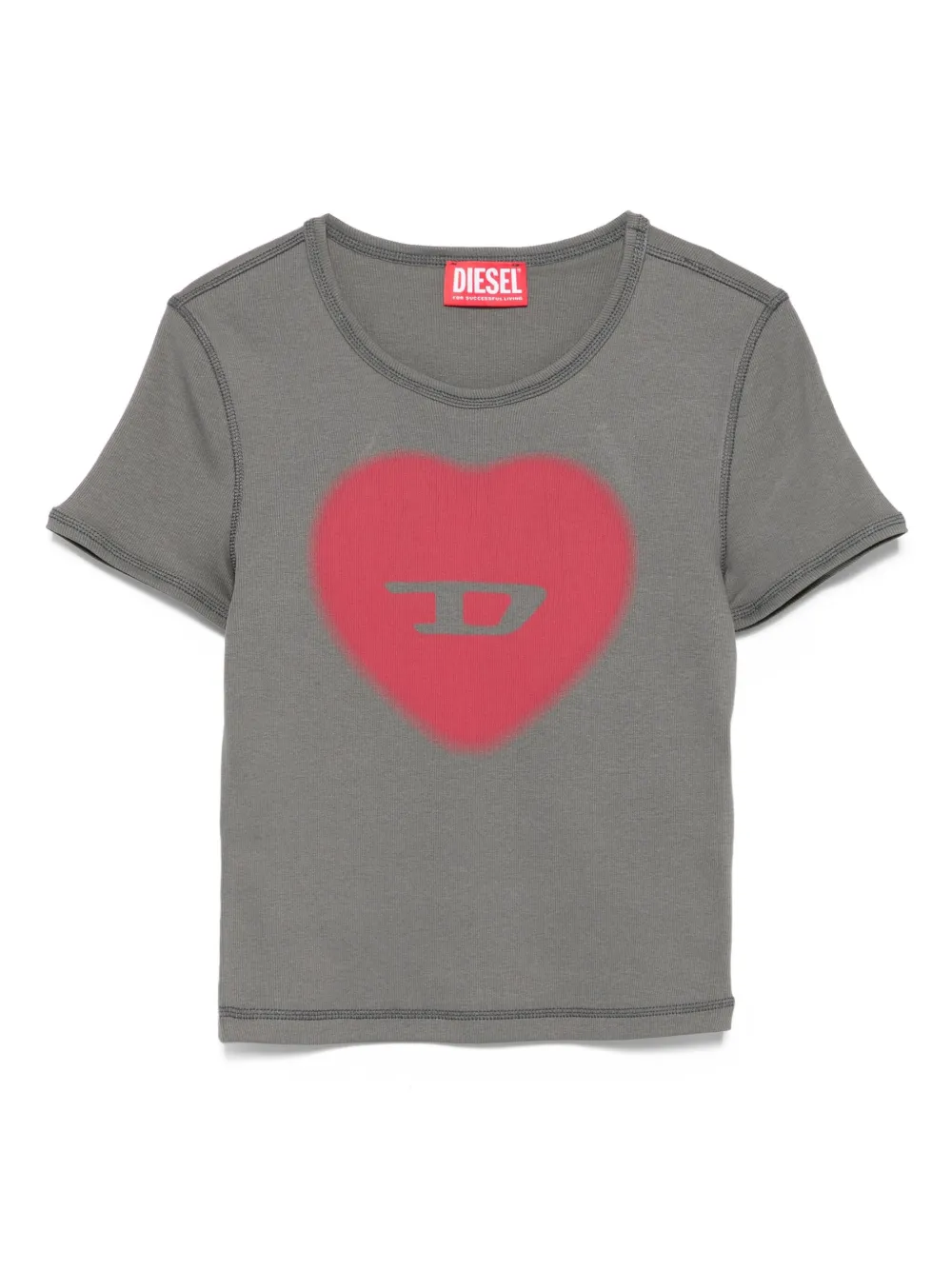 Diesel T-Ele T-shirt met hartprint Grijs