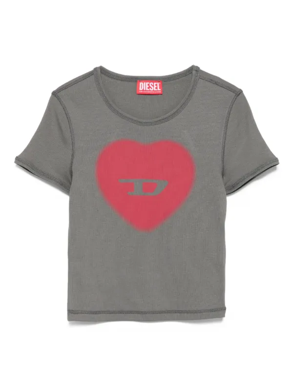 DIESEL T-ELE ハートプリント Tシャツ M グレー Diesel T-Ele ハートプリント Tシャツ | グレー | FARFETCH JP