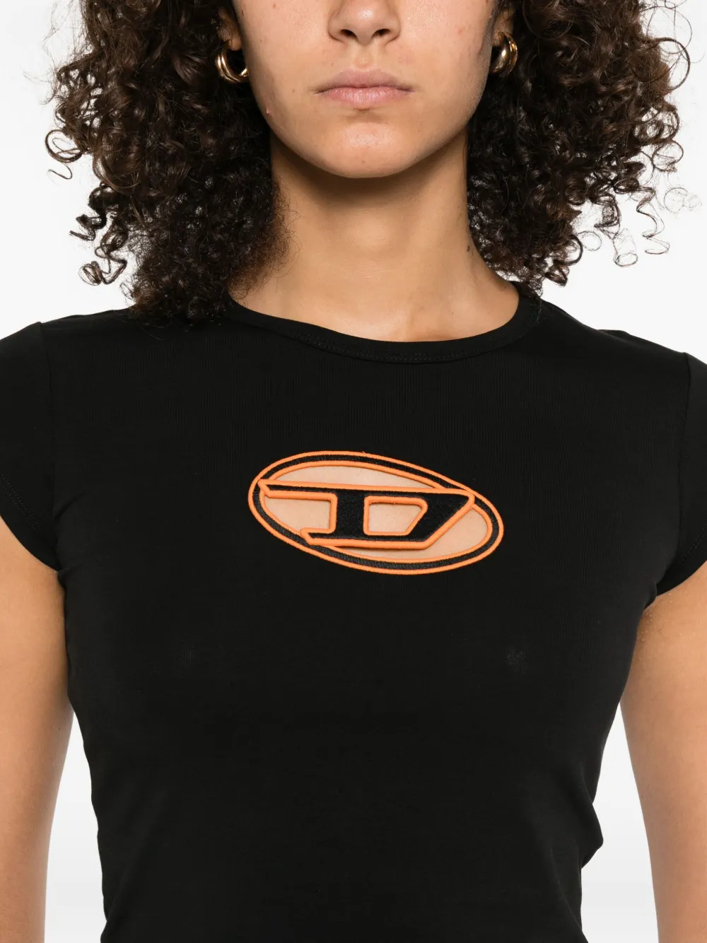 Diesel T-Angie T-shirt met logo Zwart